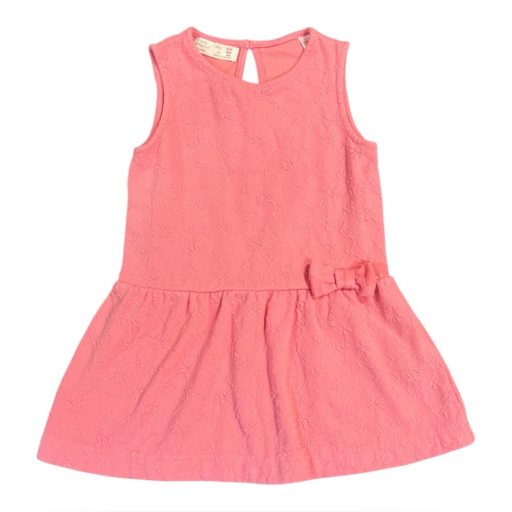 Zara Baby Girl Jacquard Pink Dress With Bow‎ Sleeveless, Size 2-3 years